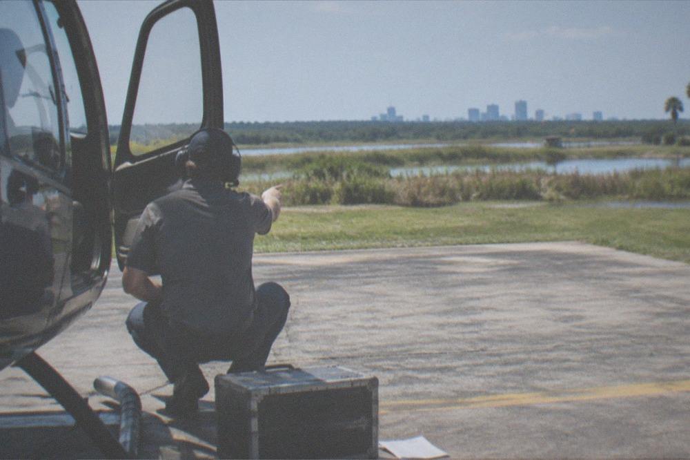 Passenger briefing at a heliport before a sightseeing flight